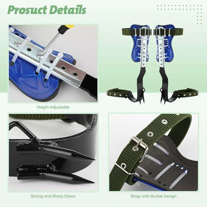 Homaisson Tree Climbing Spikes Set, Adjustable Tree Climbing Spikes, Portable Tree Climbing Gears with Safety Belt, Climbing Tool for Hunting Observation, Fruit Picking - Image 3