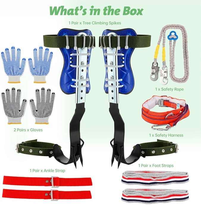 Homaisson Tree Climbing Spikes Set, Adjustable Tree Climbing Spikes, Portable Tree Climbing Gears with Safety Belt, Climbing Tool for Hunting Observation, Fruit Picking - Image 6