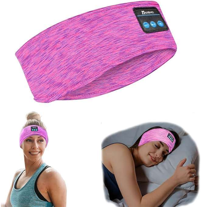 SANNWEEN Wireless Sleep Headphones for Women - Bluetooth Headband for Side Sleepers with Adjustable Headband (Rose Red) - Image 1