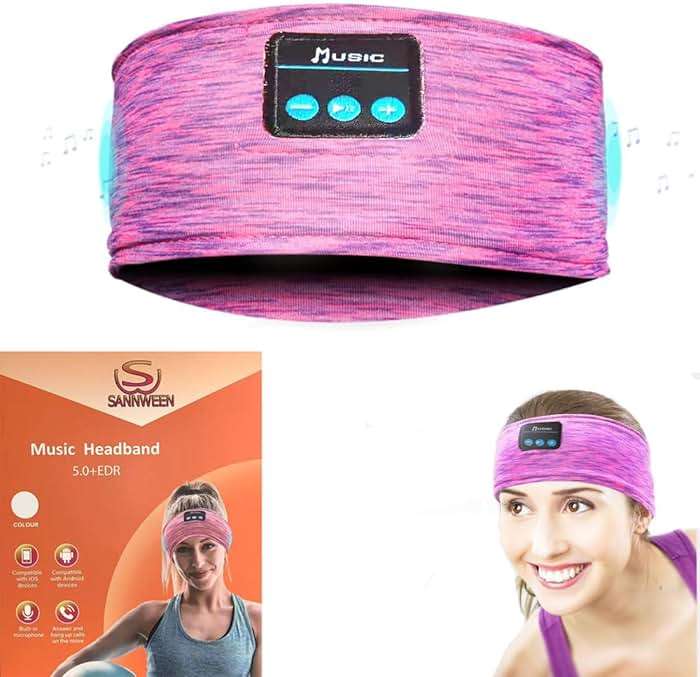 SANNWEEN Wireless Sleep Headphones for Women - Bluetooth Headband for Side Sleepers with Adjustable Headband (Rose Red) - Image 2