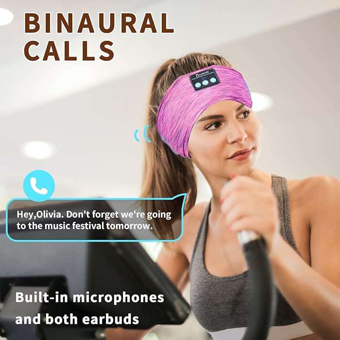 SANNWEEN Wireless Sleep Headphones for Women - Bluetooth Headband for Side Sleepers with Adjustable Headband (Rose Red) - Image 3