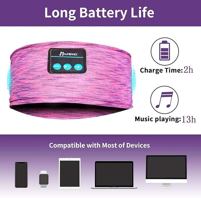SANNWEEN Wireless Sleep Headphones for Women - Bluetooth Headband for Side Sleepers with Adjustable Headband (Rose Red) - Image 8