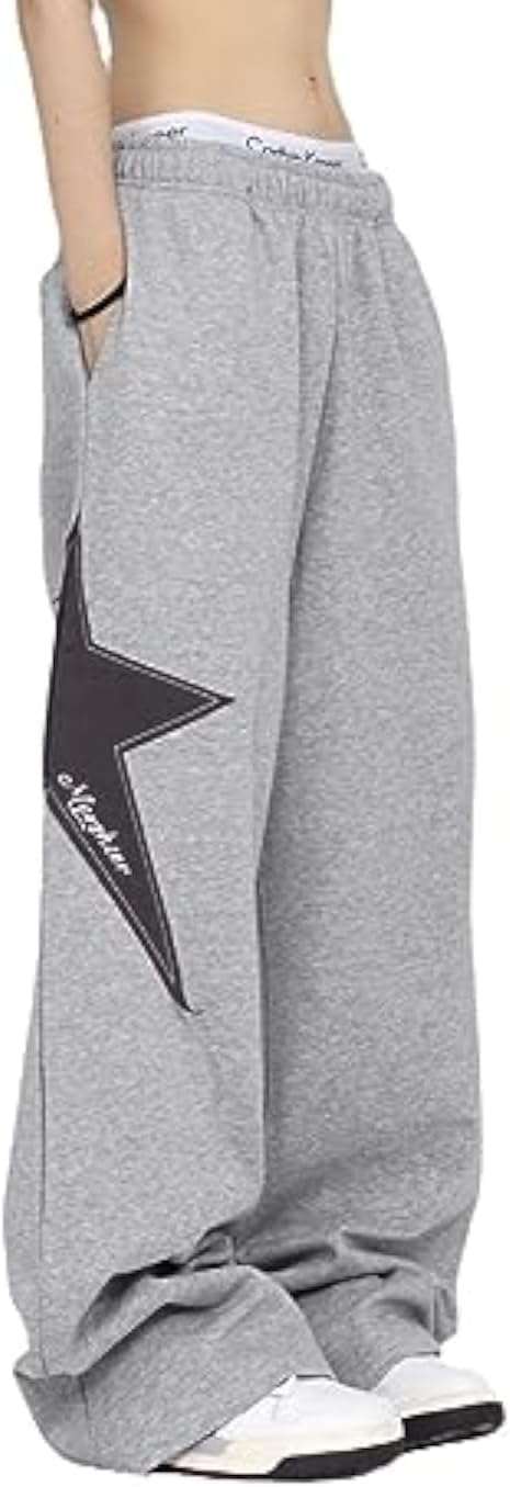 Pooyikoi Women Streetwear Sweatpants Drawstring Elastic Waist Loose Wide Leg Joggers Y2k Star Print Pants Harajuku Trousers - Image 1