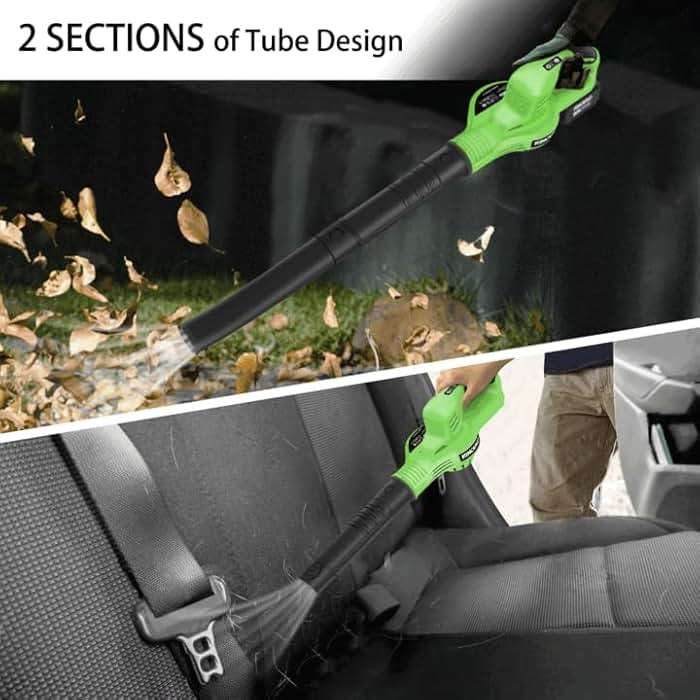 Leaf Blower Cordless, 20V Electric Cordless Leaf Blower with 4000mAh Battery and Charger, 2 Speed Modes, Lightweight Battery Powered Leaf Blowers for Lawn Care, Patio, Blowing Leaves and Snow - Image 4