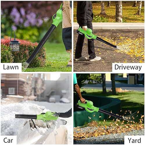 Leaf Blower Cordless, 20V Electric Cordless Leaf Blower with 4000mAh Battery and Charger, 2 Speed Modes, Lightweight Battery Powered Leaf Blowers for Lawn Care, Patio, Blowing Leaves and Snow - Image 6