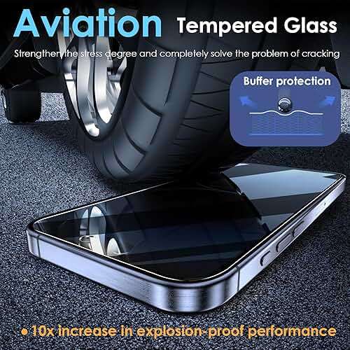 YMHML 2 Pack for iPhone 15 Pro/iPhone 16 / iPhone 15 Privacy Screen Protector Tempered Glass, Anti Spy Case Friendly Private Film Accessories - Image 3