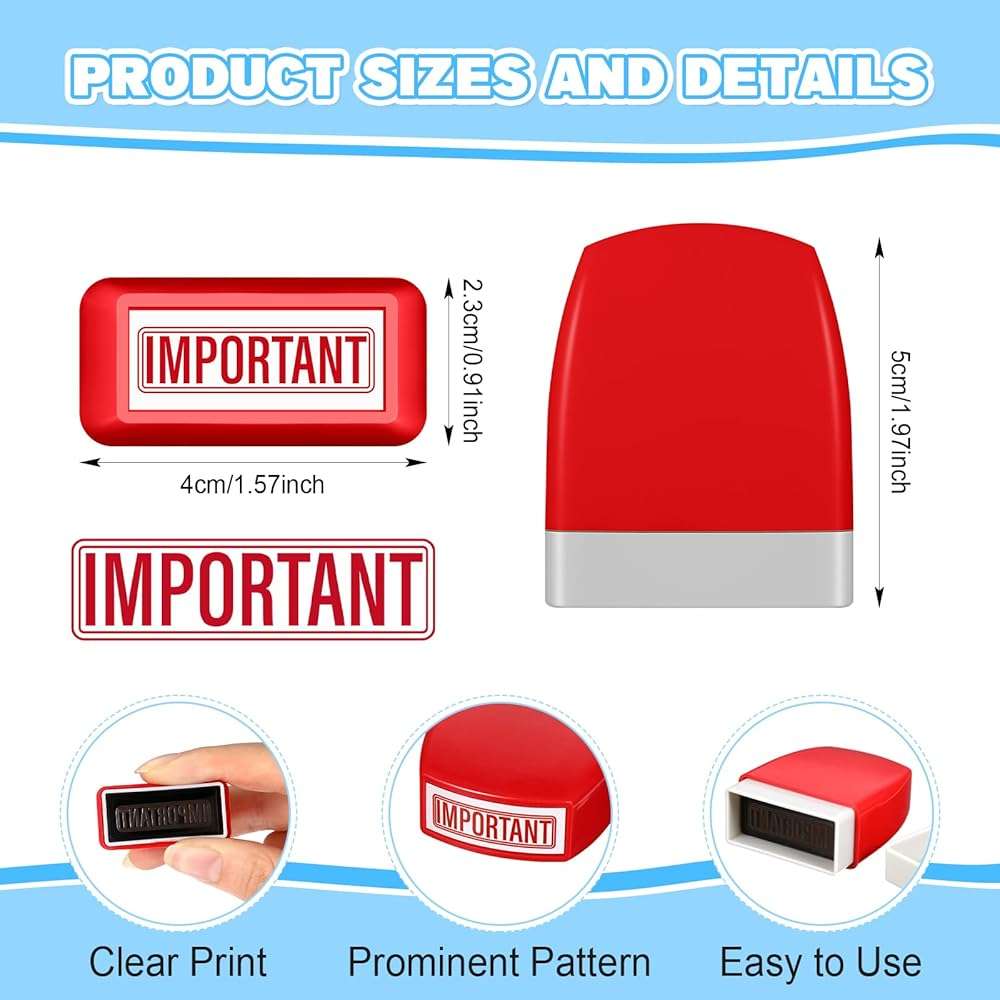 Crtiin 16 Pcs Office Stamp Set Message Self Inking Rubber Stamp Set for Office Stamps Completed Faxed Scanned Stamps for Message Supplies(Red, Blue) - Image 2