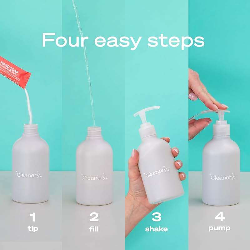 Cleanery Moisturizing Hand Soap Refill Powder Concentrate 4 Pack, 10 fl oz Refill, Blood Orange & Mint - Image 5