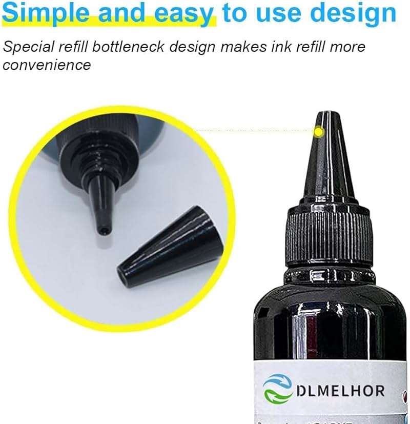 Universal Dye Ink Refill Kit 2 Black for HP Canon Epn Brother Lexmark Samsung Dell Kodak Inkjet Printers Compatible Cartridges Refillable Cartridge CISS CIS System with Syringes(2BK x 100ml) - Image 4