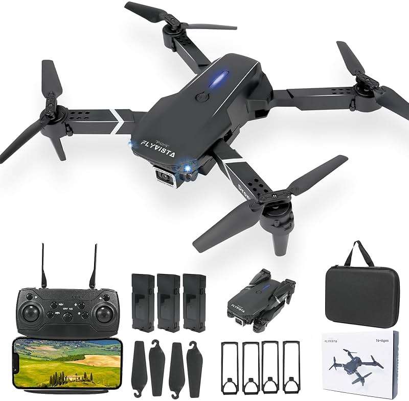 FLYVISTA Mini Drone with Camera for Adults Kids, 1080P WiFi FPV Camera Drone with 3 Batteries, One-Click Take Off/Landing, Altitude Hold, Headless Mode, 360° Flips, 3-Gear Speeds, Emergency Stop, Carrying Case, Toys Gifts for Kids and Adults Beginner - Image 1