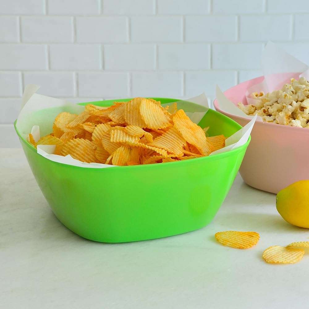 Youngever 9 Pack 120 Ounce Plastic Mixing and Serving Bowls, Square Popcorn Bowls, Salad Bowls, Chip and Dip Serving Bowls (Rainbow Color) - Image 2