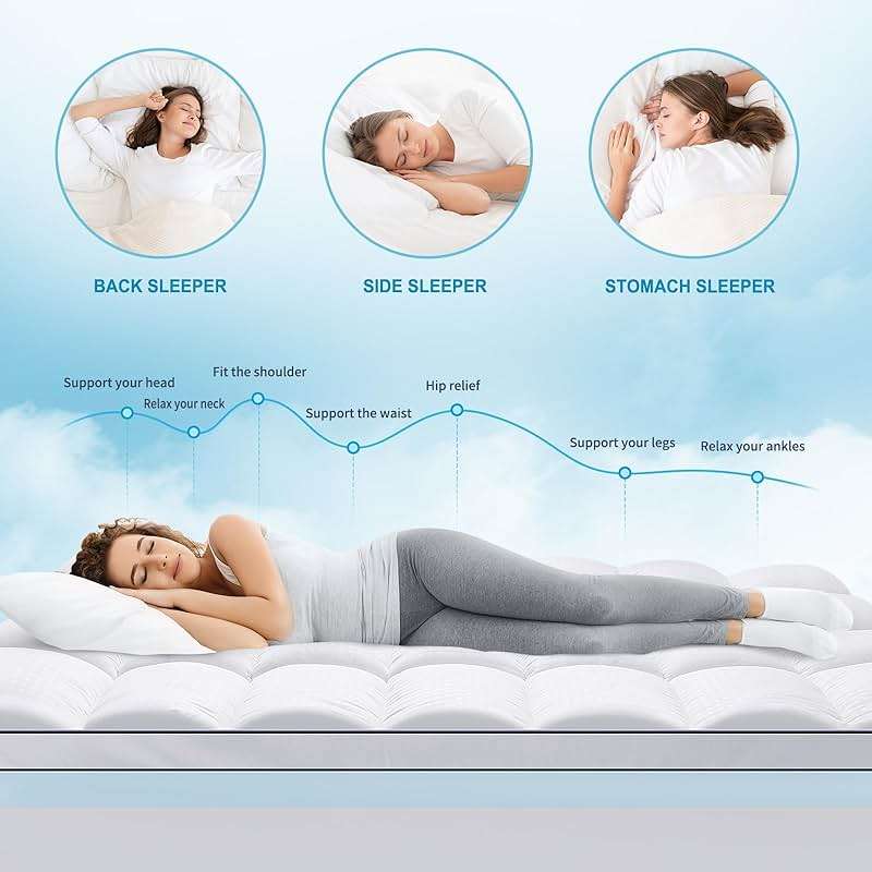MASVIS Queen Size Dual Layer 4 Inch Memory Foam Mattress Topper, 2 Inch Cooling Gel Memory Foam and 2 Inch Pillow Top Mattress Pad Cover for Back Pain, Medium Support - Image 3