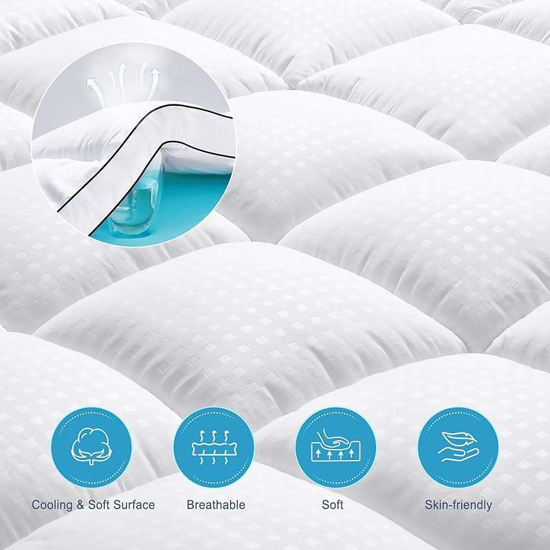 MASVIS Queen Size Dual Layer 4 Inch Memory Foam Mattress Topper, 2 Inch Cooling Gel Memory Foam and 2 Inch Pillow Top Mattress Pad Cover for Back Pain, Medium Support - Image 5