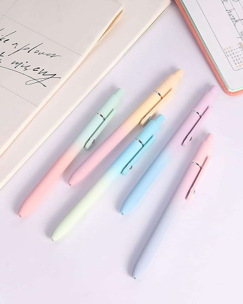 FIOVER Gel Pens, 5pcs Black Ink Medium Point 0.7mm Smooth Writing Pens with Comfort Grip, Aesthetic Ballpoint for Journaling School Office Supplies, Gifts for Women Men(5PCS Gradient Black Ink) - Image 2