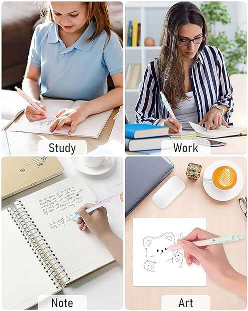 FIOVER Gel Pens, 5pcs Black Ink Medium Point 0.7mm Smooth Writing Pens with Comfort Grip, Aesthetic Ballpoint for Journaling School Office Supplies, Gifts for Women Men(5PCS Gradient Black Ink) - Image 7