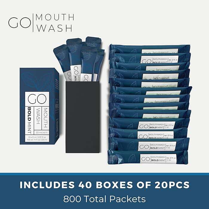 BOLD Mint GO Travel Size Mouthwash Packets BOLD Mint – Individual Mini Mouthwash for Fresh Breath - Smart Packet Design to reduce travel bottle waste -BOLD Mint Flavored Portable Travel Mouthwash Bulk - Image 2