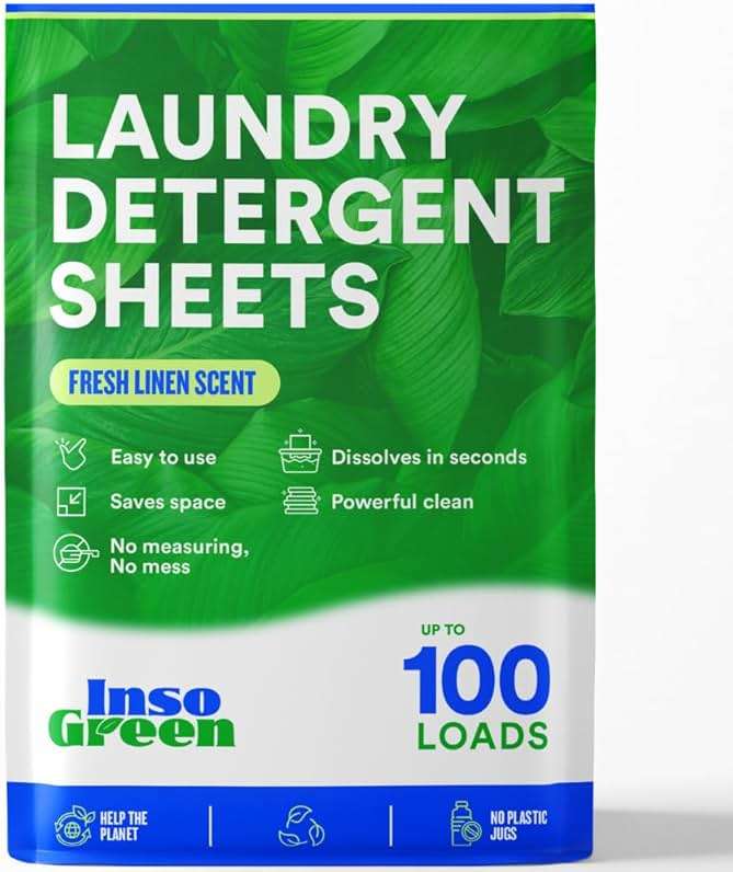 Eco Washer Sheets Detergent - 100 Loads, Zero Plastic Jugs, No Mess & Space-Saving Laundry Strips - Travel Laundry Detergent - 50 Sheets - Image 1