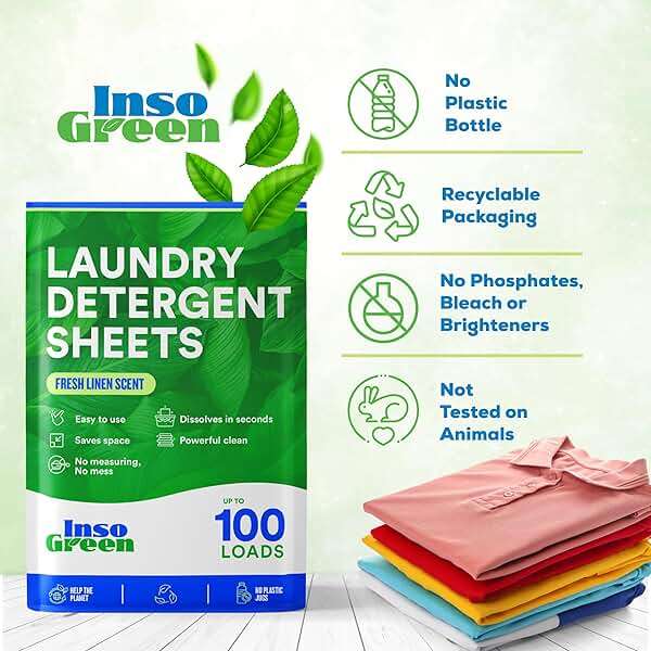 Eco Washer Sheets Detergent - 100 Loads, Zero Plastic Jugs, No Mess & Space-Saving Laundry Strips - Travel Laundry Detergent - 50 Sheets - Image 2