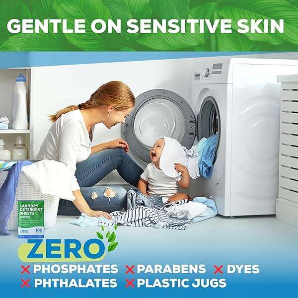 Eco Washer Sheets Detergent - 100 Loads, Zero Plastic Jugs, No Mess & Space-Saving Laundry Strips - Travel Laundry Detergent - 50 Sheets - Image 3