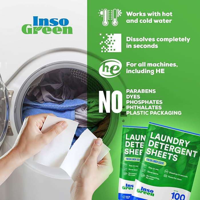 Eco Washer Sheets Detergent - 100 Loads, Zero Plastic Jugs, No Mess & Space-Saving Laundry Strips - Travel Laundry Detergent - 50 Sheets - Image 4