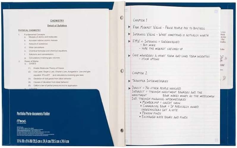 Five Star Prong and Pocket Navy Blue Portfolio Folders, 11-5/8" x 9-5/8" 2-Pack, - Image 3