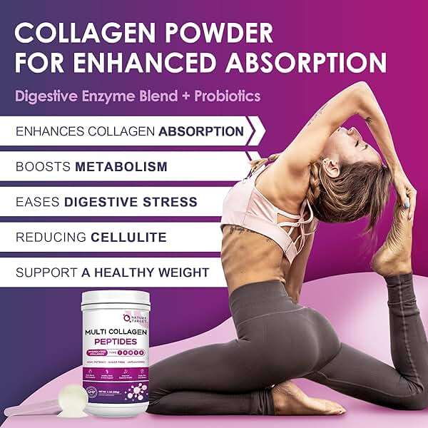 NATURE TARGET Multi Collagen Peptides Powder - Type I, II, III, V, X - Hydrolyzed Collagen Peptides with Vitamin C Hyaluronic Acid, Supports Skin Hair Nail & Joint, Grass-Fed, Non-GMO, 50 Servings - Image 5