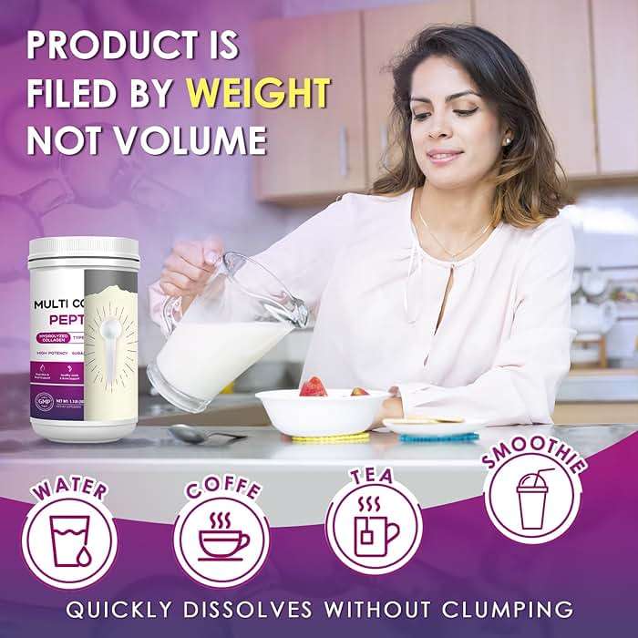 NATURE TARGET Multi Collagen Peptides Powder - Type I, II, III, V, X - Hydrolyzed Collagen Peptides with Vitamin C Hyaluronic Acid, Supports Skin Hair Nail & Joint, Grass-Fed, Non-GMO, 50 Servings - Image 7