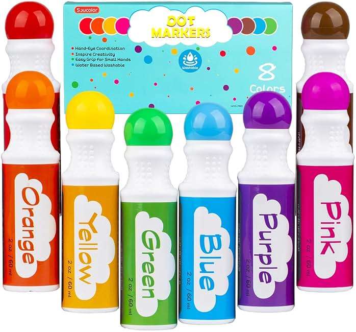 Dot Markers for Toddlers Kids Preschool, Bingo Daubers Washable Art Markers 8 Colors, Toddlers Arts and Crafts Supplies, Kids Painting Drawing Coloring Supplies, Dot Paint Craft Kit Preschool Learning - Image 1