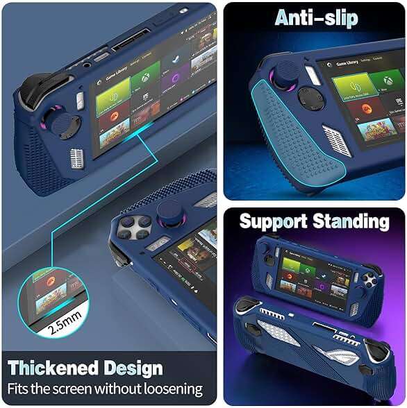 for Rog Ally Stand Protective Case, Silicone Accessories Protector, Soft Cover Skin Shell with 2 Pairs Thumb Grips Caps, Full Protection Kickstand for ASUS Rog Ally Handheld 2023 (Blue) - Image 5