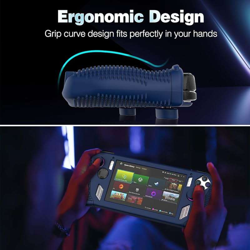 for Rog Ally Stand Protective Case, Silicone Accessories Protector, Soft Cover Skin Shell with 2 Pairs Thumb Grips Caps, Full Protection Kickstand for ASUS Rog Ally Handheld 2023 (Blue) - Image 7