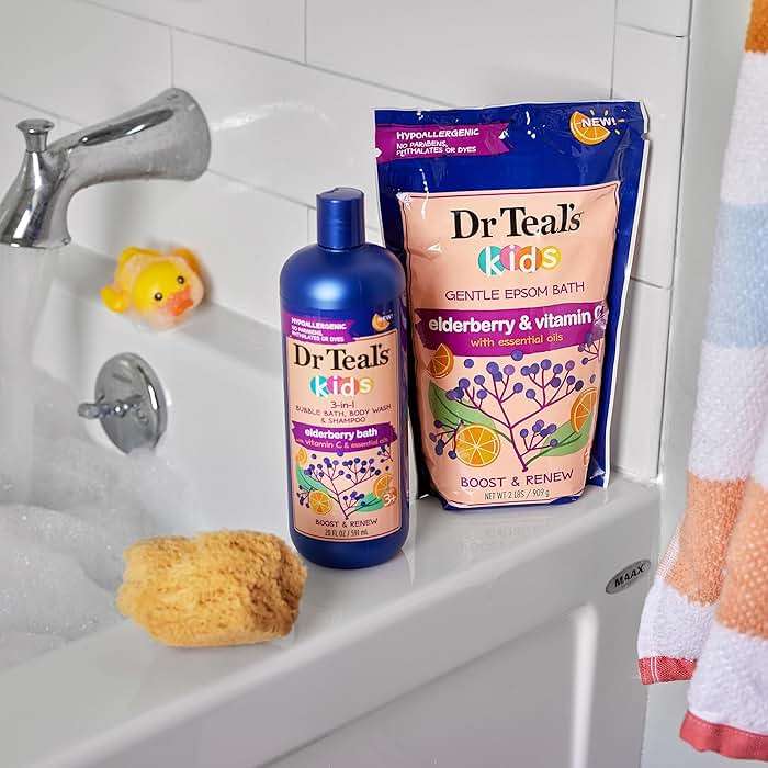 Dr Teal's Kids 3-in-1 Bubble Bath, Body Wash & Shampoo, Boost & Renew Elderberry with Vitamin C, 20 fl oz. (Pack of 3) - Image 6