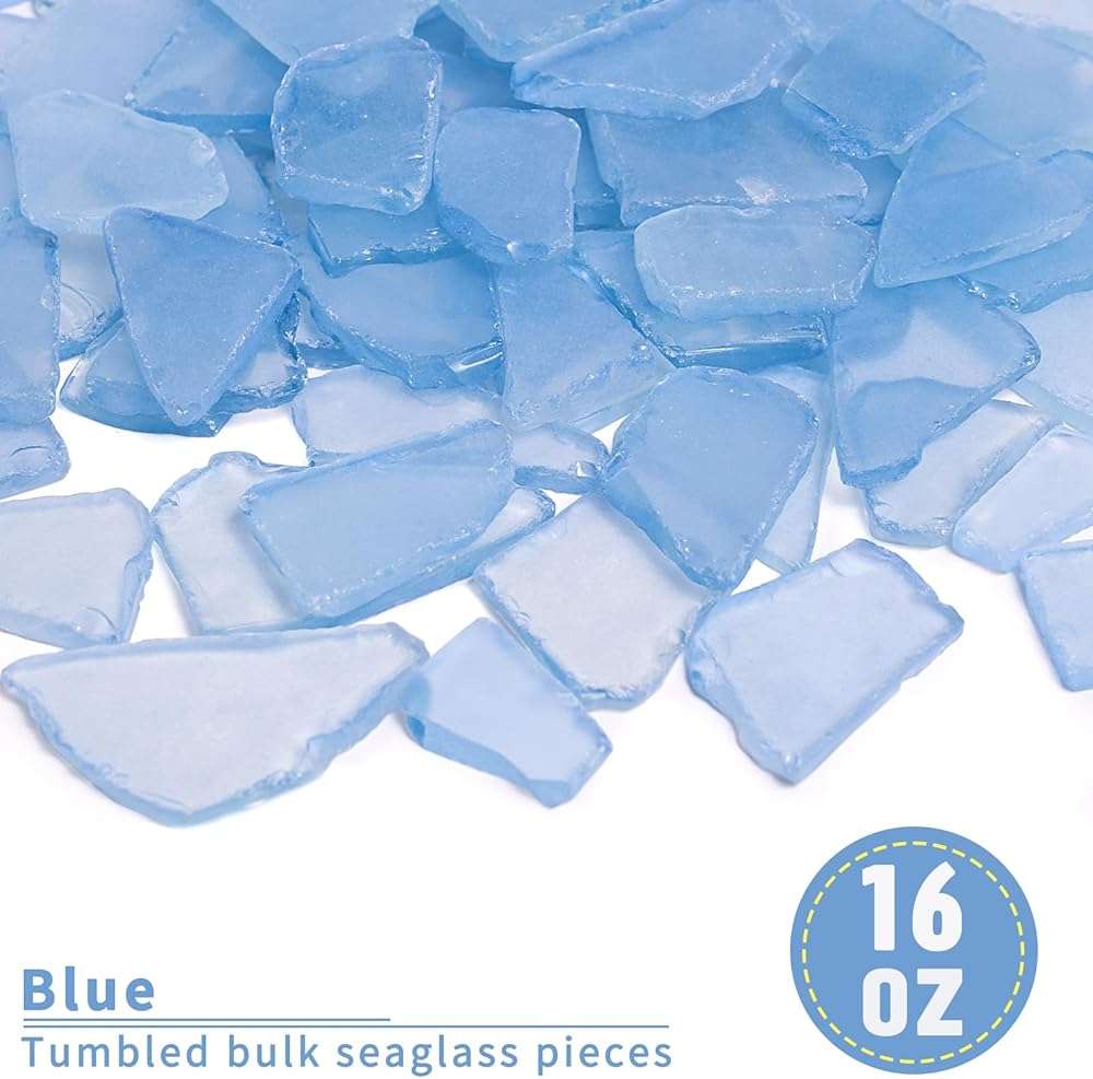 Versatile Sea Glass for Crafts - 16oz Blue Frosted Dyed Seaglass Pieces for DIY, Vase Filler, Art Craft Supplies, Beach Wedding, Home Decor - Image 3