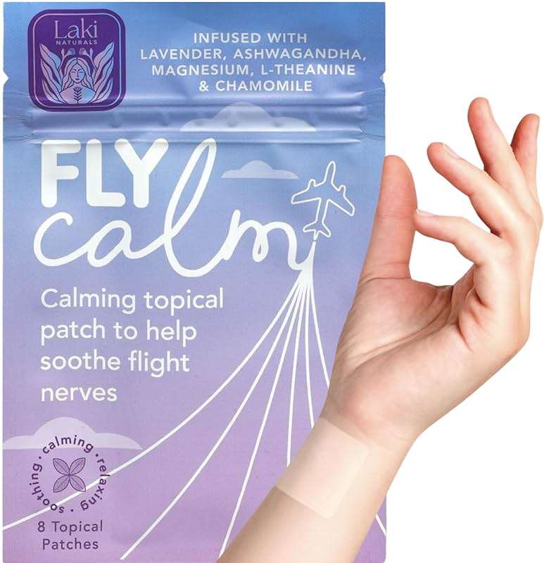 Laki Naturals Fly Calm Patch (1 Count, Pack of 8) - Relax Nerves, Support Stress - Natural Ingredients to Support Airplane Stress - Calm Your Fear of Flying Naturally - Image 1