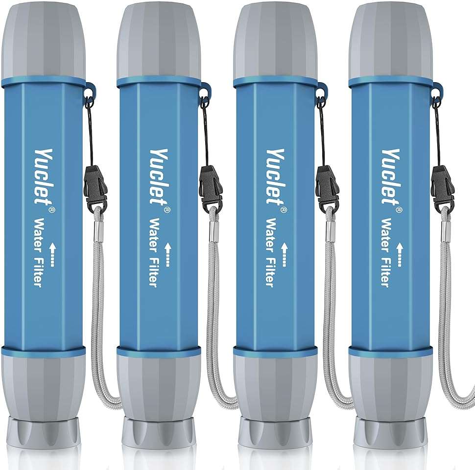 Yuclet 4 Pack Water Filter Straw, Portable Personal Water Filtration System, Water Purifier Survival, Emergency Preparedness for Camping Hiking Drinking Travel Hunting and Family Outing - Image 1