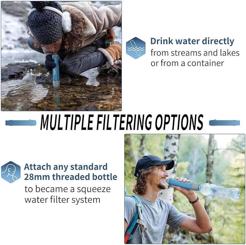Yuclet 4 Pack Water Filter Straw, Portable Personal Water Filtration System, Water Purifier Survival, Emergency Preparedness for Camping Hiking Drinking Travel Hunting and Family Outing - Image 4