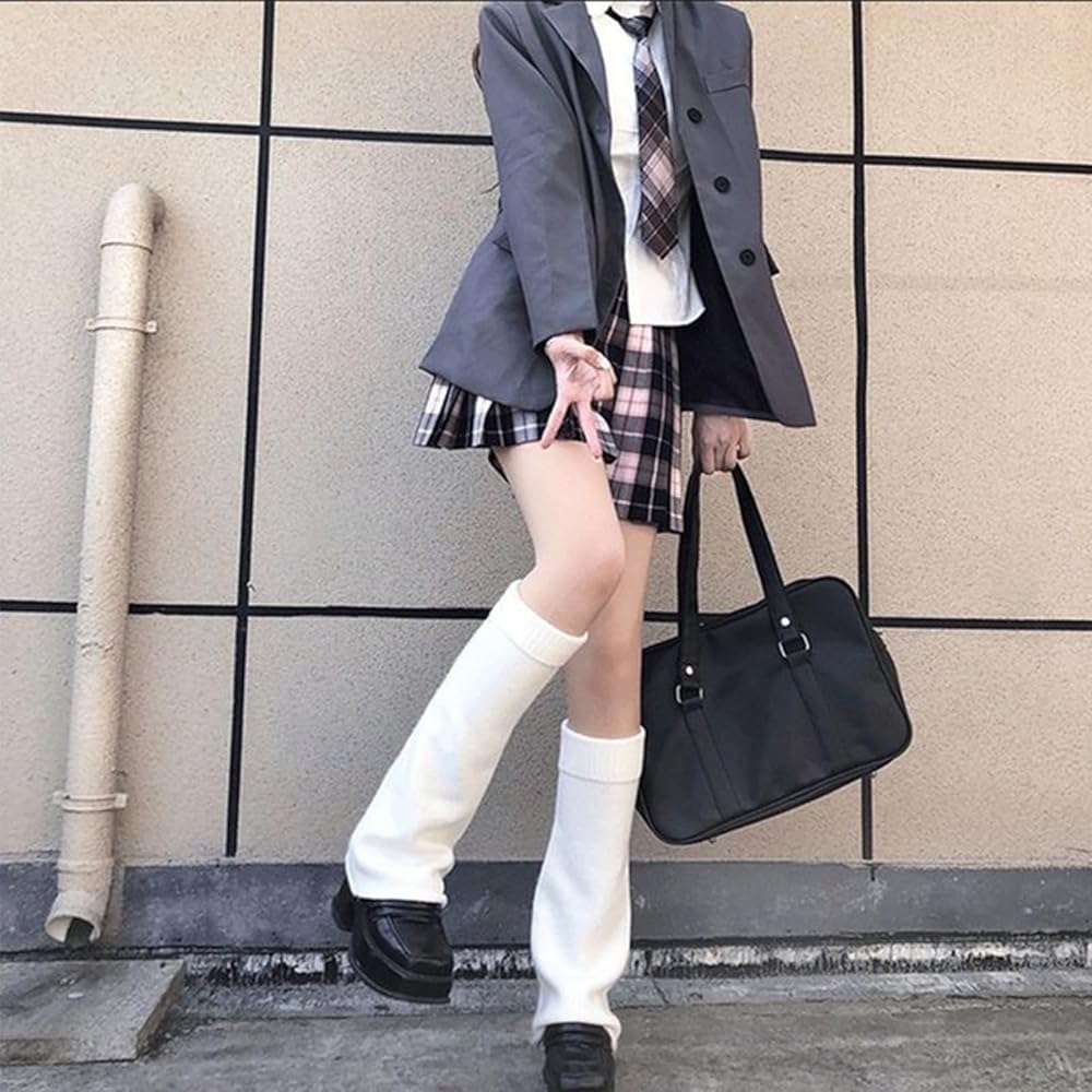 American Trends Leg Warmers Y2k Kawaii Black White Cute Leg Warmers Y2k Goth accessories for Women Girls 80s Party Sports - Image 4