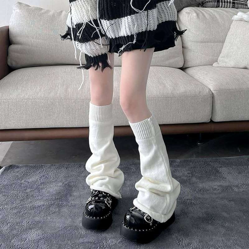 American Trends Leg Warmers Y2k Kawaii Black White Cute Leg Warmers Y2k Goth accessories for Women Girls 80s Party Sports - Image 6