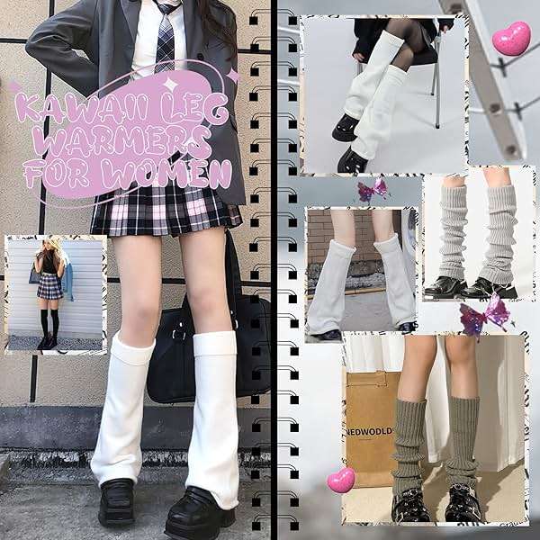 American Trends Leg Warmers Y2k Kawaii Black White Cute Leg Warmers Y2k Goth accessories for Women Girls 80s Party Sports - Image 7