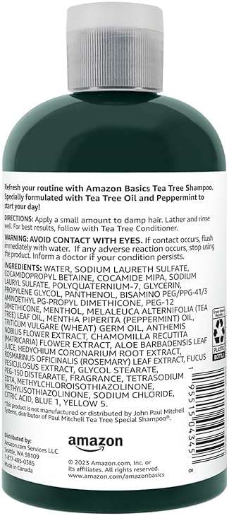 Amazon Basics Tea Tree Oil Shampoo for Hair, with Peppermint, 10.14 fl oz, Pack of 1 - Image 2