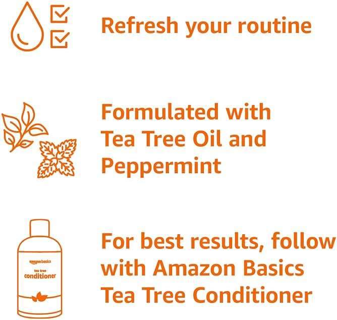 Amazon Basics Tea Tree Oil Shampoo for Hair, with Peppermint, 10.14 fl oz, Pack of 1 - Image 3