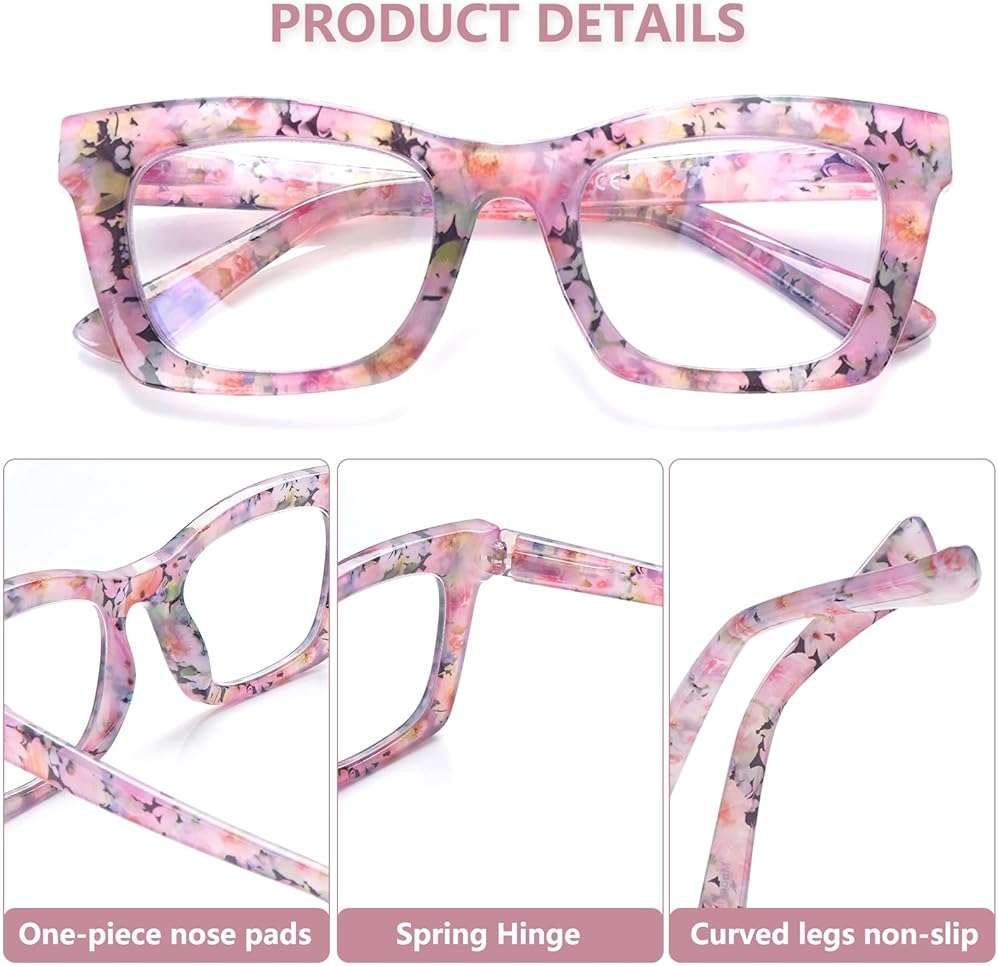 SIGVAN 6 Pack Reading Glasses Blue Light Blocking Square Computer Spring Hinge Readers for Women - Image 3