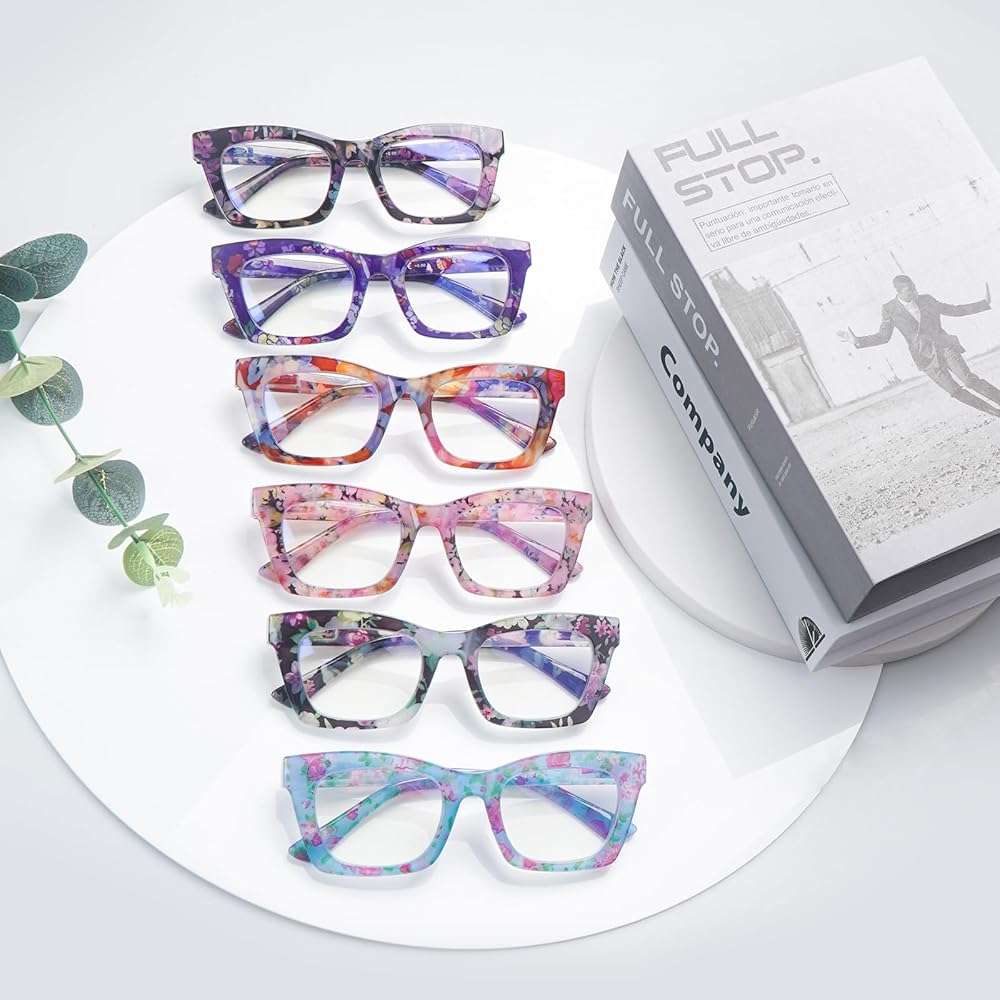 SIGVAN 6 Pack Reading Glasses Blue Light Blocking Square Computer Spring Hinge Readers for Women - Image 7