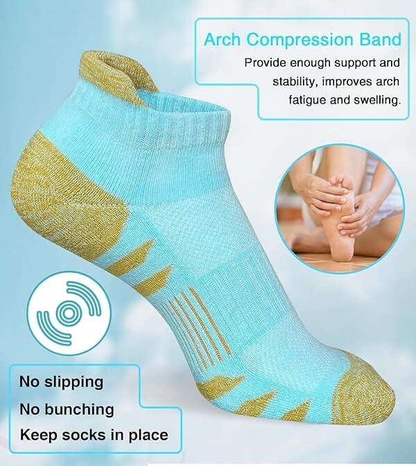 Heyoboy Womens Ankle Anti-blister Thick Cushioned Wicking Odor Resist Athletic Running Socks 5 Pairs - Image 6
