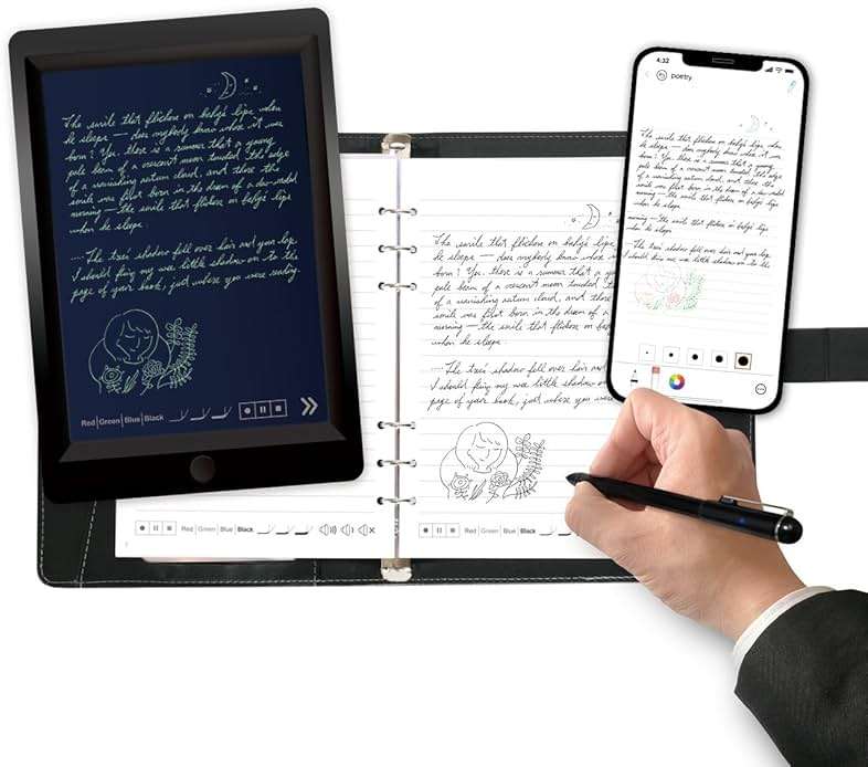 Ophayapen Smart Sync Pen for Note Taking with Notebook and Writing Board,Real-time Sync for Digitizing,Convert to Text,Storing,Sharing Paper Notes via APP on Smartphone & iPad (Android and iOS) - Image 1