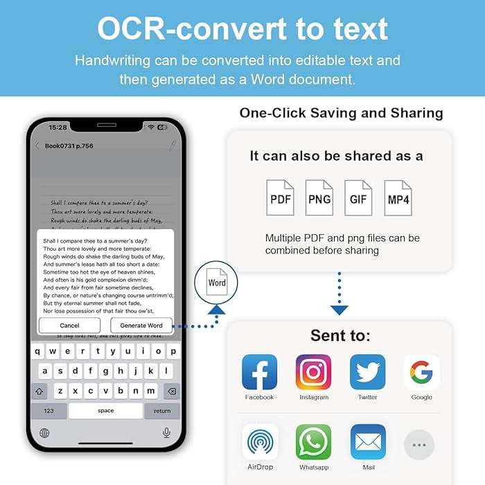 Ophayapen Smart Sync Pen for Note Taking with Notebook and Writing Board,Real-time Sync for Digitizing,Convert to Text,Storing,Sharing Paper Notes via APP on Smartphone & iPad (Android and iOS) - Image 7