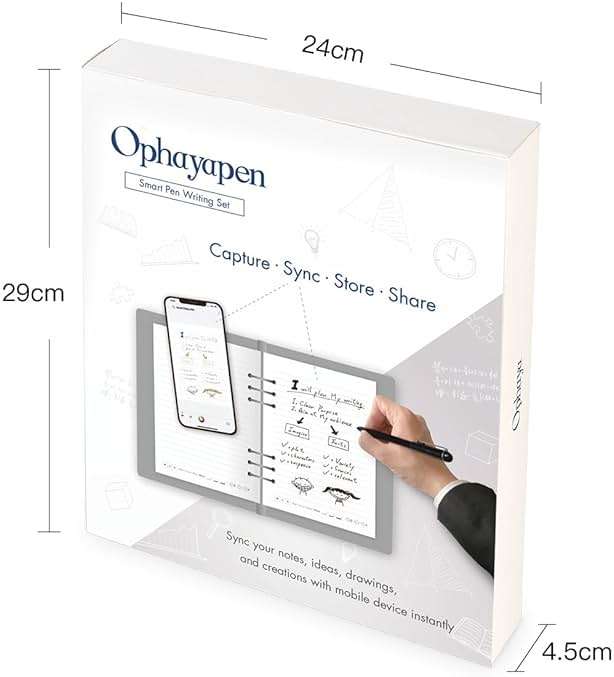 Ophayapen Smart Sync Pen for Note Taking with Notebook and Writing Board,Real-time Sync for Digitizing,Convert to Text,Storing,Sharing Paper Notes via APP on Smartphone & iPad (Android and iOS) - Image 9