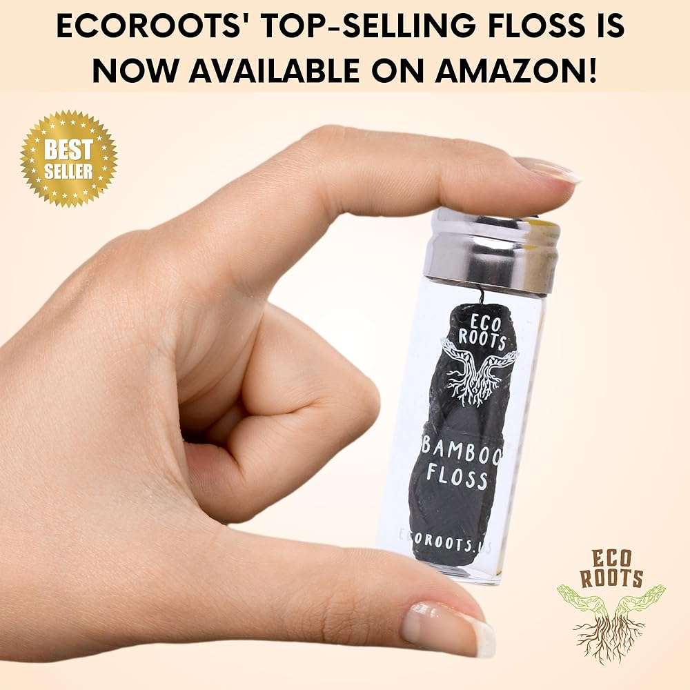 Natural Bamboo Dental Floss: 1 Refillable Glass Container + 3 Biodegradable Bamboo Floss Refill (33 Yards Each), Eco-Friendly, Vegan, Non-Toxic Natural Floss - Refillable Zero Waste Black Thick Floss - Image 7