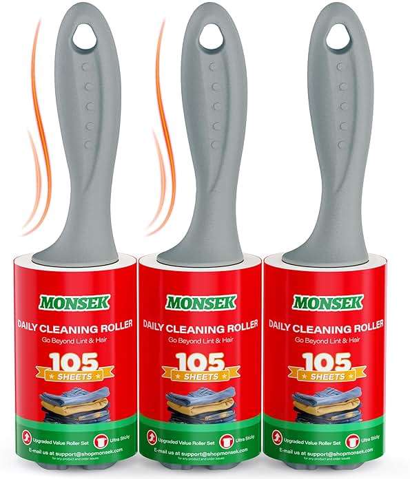 MONSEK 4X Extra Sticky Lint Roller for Pet Hair, Lint Rollers 315 Sheets Mega Value Set, Pet Hair Remover with 3 Upgraded Handle 3 Rollers, Portable Lint Remover for Clothes, Furniture, Dog & Cat Hair - Image 1