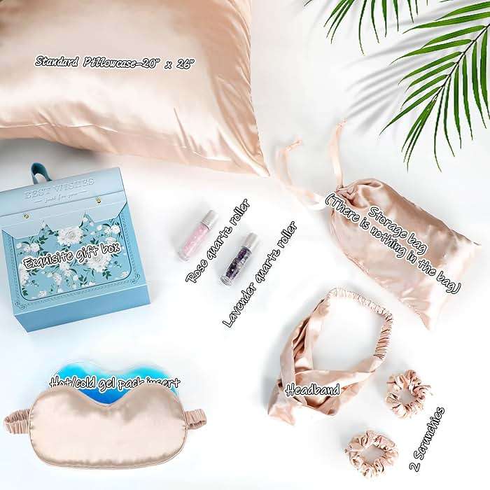Gifts for Teenage Girls, Teen Girl Graduation Gift for 10 11 12 13 14 15 16 17 Year Old, Tween Girl Gift Ideas, Daughter, Sister Birthday Gift, Satin Pillowcase, Satin Eye Mask and Hair Accessories - Image 2