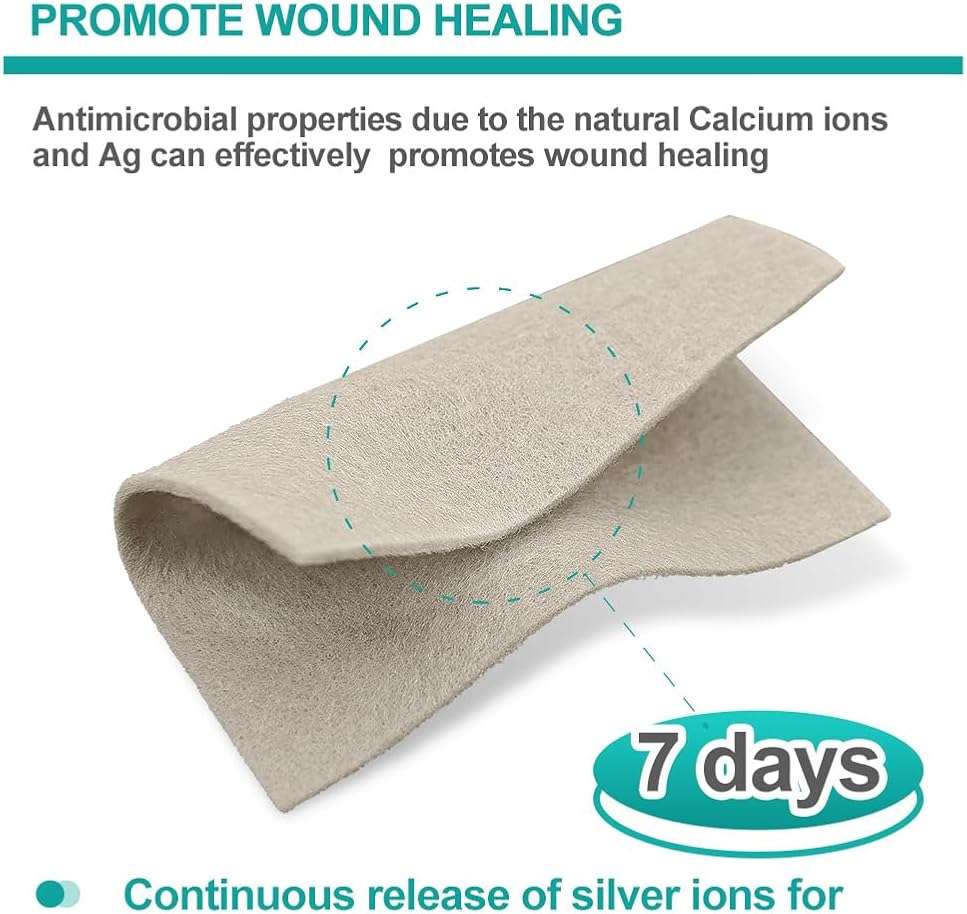 Dimora Upgrade Silver Calcium Alginate Wound Dressing -Silver-Infused Alginate Non Stick Gauze, Highly Absorbent Sterile Bandage Pads,4'' x 4'' Patches 5 Packs - Image 4